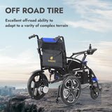 Lightweight Foldable Electric Wheelchair with Lithium Battery Power Chair - Blue