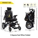 Fold And Travel Manual Recline Foldable Electric Wheelchair Travel Ready Portable Power Chair Travel Companion for Seniors and Adults ( Black Frame)