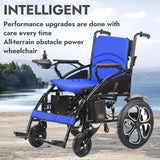 Lightweight Foldable Electric Wheelchair with Lithium Battery Power Chair - Blue