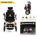 Fold And Travel Manual Recline Fold Electric Wheelchair Travel Ready Portable Power Chair Travel Companion for Seniors and Adults