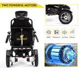 Fold And Travel Manual Recline Fold Electric Wheelchair Travel Ready Portable Power Chair Travel Companion for Seniors and Adults