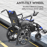 Lightweight Foldable Electric Wheelchair with Lithium Battery Power Chair - Blue