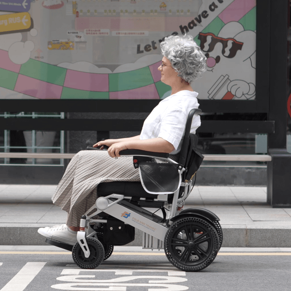 Orange Frame, Brown Seat Premium Lightweight Folding Electric Wheelcha