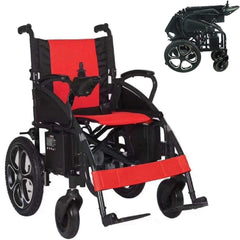 Lightweight Foldable Electric Wheelchair with Lithium Battery Power Chair - Red